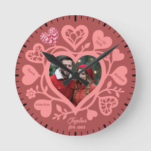 Benutzerdefinierte Rose Foto Herz Wanduhr