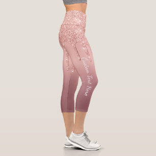 Benutzerdefinierte Rose Gold Blush Glitzer Capri L Leggings