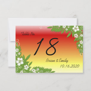 Benutzerdefinierte Rot-Gelb-Hibiskus-Hochzeitskart Einladung