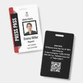 Benutzerdefinierte Rot- und Schwarz-Media-Pass | P Ausweis (Vorder- & Rückseite)
