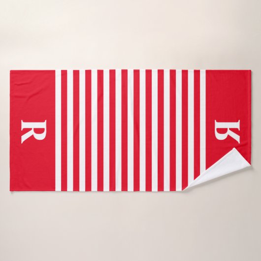Benutzerdefinierte Rot/Weiße Streifen Badehandtuch (Badehandtuch)