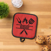 Benutzerdefinierte rote Grillschürze Topflappen (Oben Unten)