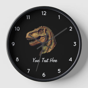 Benutzerdefinierte rote grüne Dinosaurier T-Rex Ty Uhr
