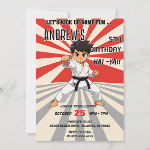 Benutzerdefinierte rote Karate Martial Arts Geburt Einladung