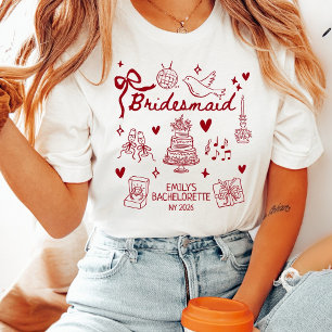 Benutzerdefinierte Rote Kokette Brautjungfer Jungg T-Shirt