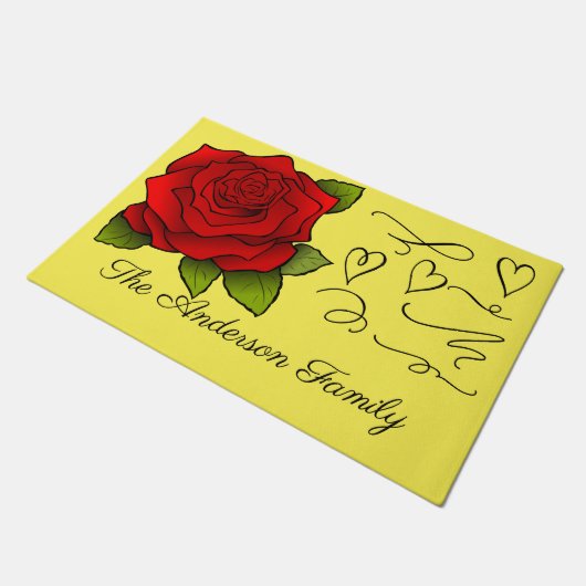 Benutzerdefinierte Rote Rose Fußmatte (Schrägansicht)