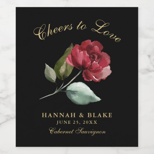 Benutzerdefinierte Rote Rose sorgt für Liebe Weinetikett (Einzelnes Label)