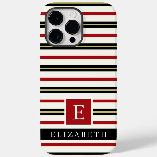 Benutzerdefinierte rote schwarze, weiße Farbstreif Case-Mate iPhone Hülle (Rückseite)