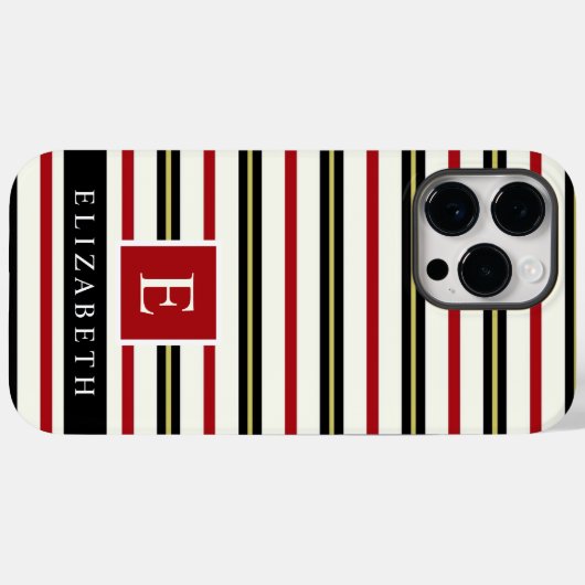 Benutzerdefinierte rote schwarze, weiße Farbstreif Case-Mate iPhone Hülle (Rückseite (Horizontal))