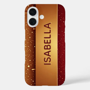 Benutzerdefinierte rote tropfende Farbe über Gold  iPhone 16 Hülle