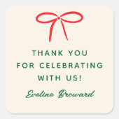 Benutzerdefinierte rote und grüne Bow-Meldung und Quadratischer Aufkleber (Vorderseite)