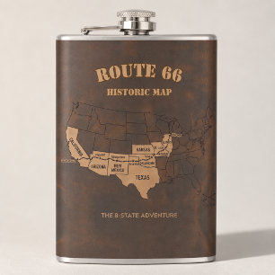 Benutzerdefinierte Route 66 Jahrhundert Karte Reis Flachmann