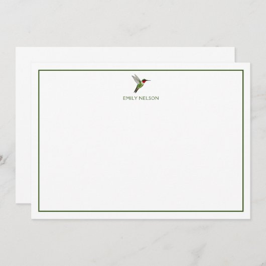 Benutzerdefinierte Ruby-throated Hummingbird Note Mitteilungskarte (Vorne/Hinten)