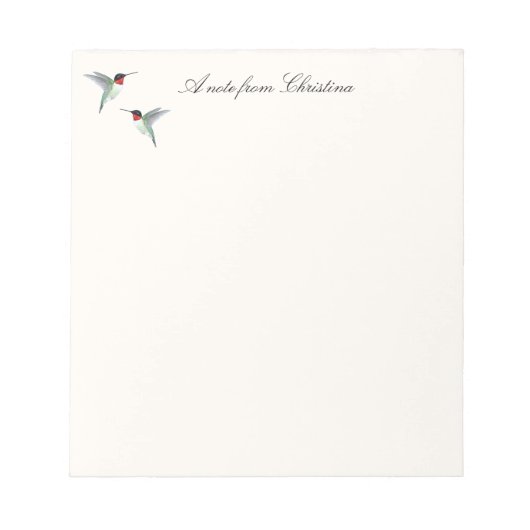 Benutzerdefinierte Ruby-throated Hummingbird Notes Notizblock (Vorderseite)
