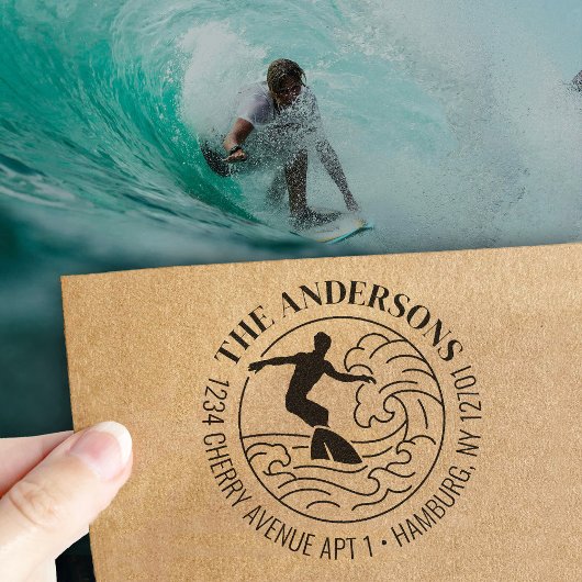 Benutzerdefinierte Rücksendeadresse Surfbrett Surf Permastempel