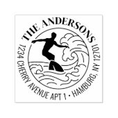 Benutzerdefinierte Rücksendeadresse Surfbrett Surf Permastempel (Design)