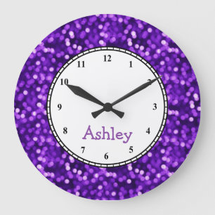Benutzerdefinierte runde violette Sparkle Große Wanduhr