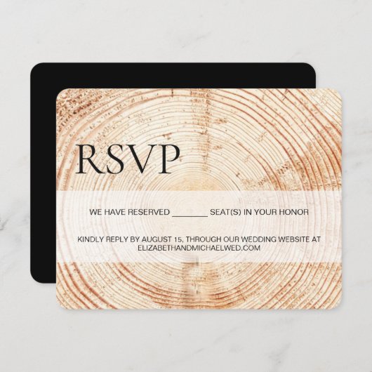 Benutzerdefinierte Rustikal Holz Getreide UAWG vor RSVP Karte (Vorne/Hinten)