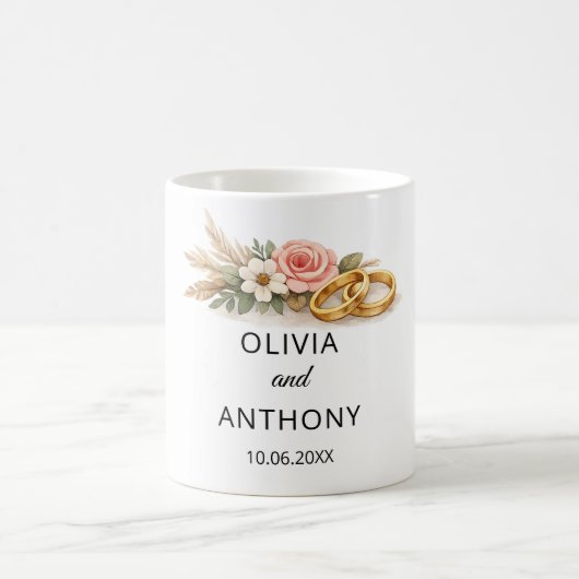 Benutzerdefinierte Rustikale Boho-Blumen-Hochzeits Kaffeetasse (Mittel)