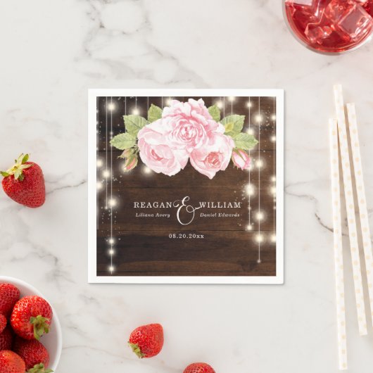 Benutzerdefinierte rustikale Holz String Lights Ro Serviette (Beispiel)