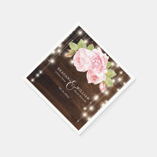 Benutzerdefinierte rustikale Holz String Lights Ro Serviette (Ecke)