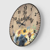 Benutzerdefinierte Rustikale Holzblumen Sonnenblum Große Wanduhr (Winkel)
