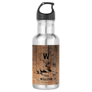 Benutzerdefinierte rustikale Holzstruktur & Hirsch Edelstahlflasche