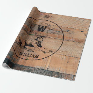 Benutzerdefinierte rustikale Holzstruktur & Hirsch Geschenkpapier
