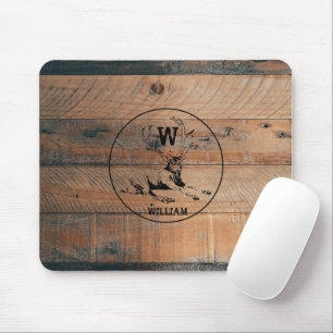 Benutzerdefinierte rustikale Holzstruktur & Hirsch Mousepad