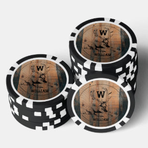 Benutzerdefinierte rustikale Holzstruktur & Hirsch Pokerchips