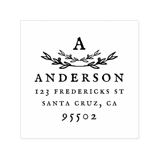 Benutzerdefinierte Rustikale Monogramm-Nachname-Rü Permastempel (Design)