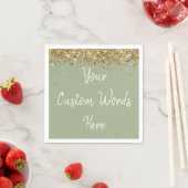 Benutzerdefinierte Sage-Grün-Ecru-Gold-Glitter-Geb Serviette (Beispiel)