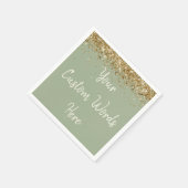 Benutzerdefinierte Sage-Grün-Ecru-Gold-Glitter-Geb Serviette (Ecke)