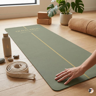 Benutzerdefinierte Sage Grün & Gold Minimalistisch Yogamatte
