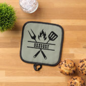 Benutzerdefinierte Salbeigrüne Grillschürze Topflappen (Oben Unten)
