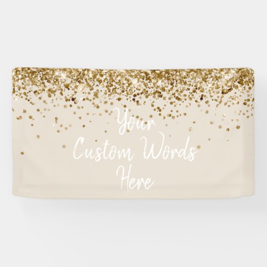 Benutzerdefinierte Sand Weiße Gold Geburtstagsfeie Banner (Horizontal)