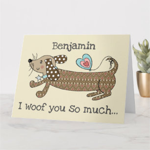 Benutzerdefinierte Sausage Dog Dachshund Valentins Karte