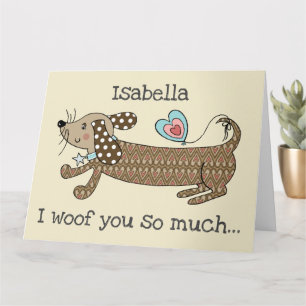 Benutzerdefinierte Sausage Dog Dachshund Valentins Karte