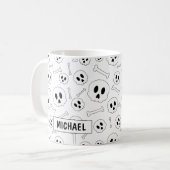 Benutzerdefinierte Schädel und Knochen Cartoon-Hal Kaffeetasse (Vorderseite Links)