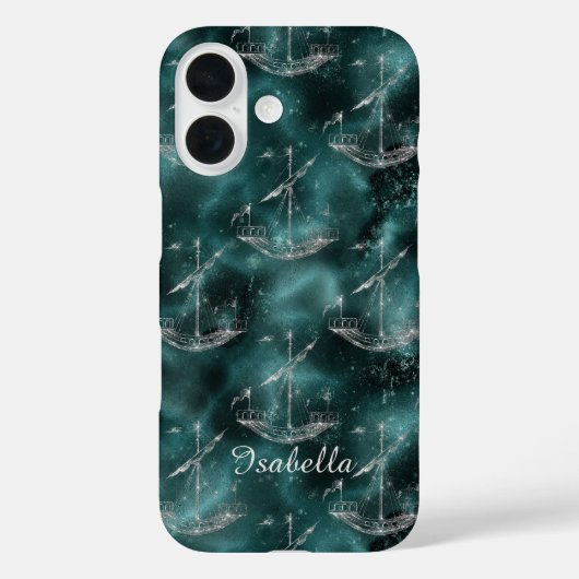 Benutzerdefinierte Schiffe auf Ozean Sparkle Blue  Case-Mate iPhone Hülle (Rückseite)