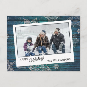 Benutzerdefinierte Schneeflocken & Scheunenholz Ho Postkarte