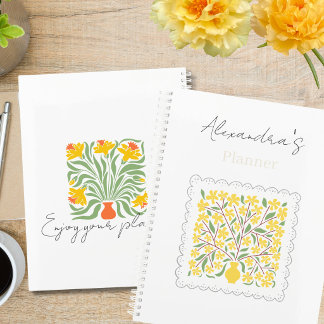 Benutzerdefinierte schöne Blumen-Schriftart Gelb w Planer