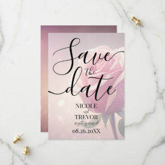 Benutzerdefinierte schöne einzelne rosa Rosenhochz Save The Date