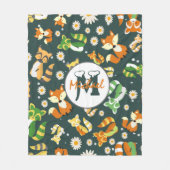 Benutzerdefinierte schöne Raccoons Skript Safari b Fleecedecke (Vorderseite)