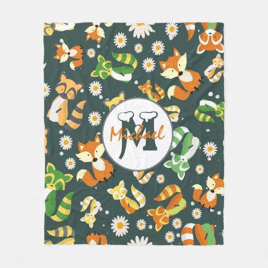 Benutzerdefinierte schöne Raccoons Skript Safari b Fleecedecke (Vorderseite)