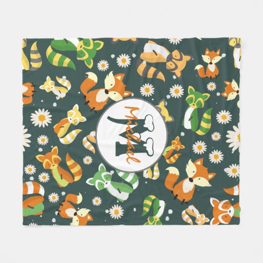 Benutzerdefinierte schöne Raccoons Skript Safari b Fleecedecke (Vorderseite (Horizontal))