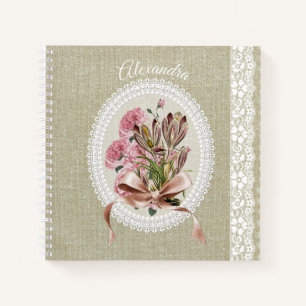 Benutzerdefinierte schöne Textur weiße Spitze flor Notizblock