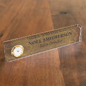 Benutzerdefinierte Schreibnamensplatte mit Uhr Namensplakette (Seite)