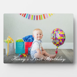 Benutzerdefinierte Schrift Erste Geburtstags-Baby- Fotoplatte