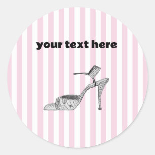 Benutzerdefinierte Schuhillustration Mode Rosa Str Runder Aufkleber